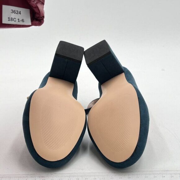 YDN Blue Women Round Toe Chunky Mid Heels Ankle Strap Pumps Dress Party Sexy Lad - Picture 6 of 7